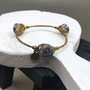 Bourbon and Bowties Rainbow Druzy Bangle Bracelet Boho Layering Stackable.